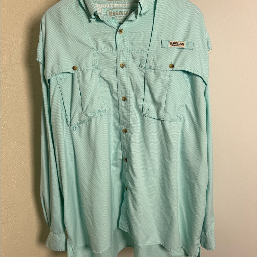 Magellan Outdoors Green Checkered Shirt